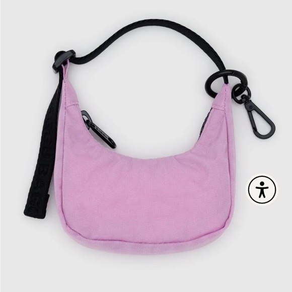 EUC BAGGU Medium nylon crescent crossbody in extra pink and crescent bag charm - Picture 6 of 6